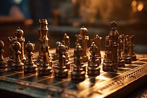 国际象棋商业博弈下棋摄影图