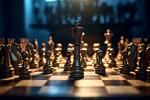 国际象棋对弈质感摄影图