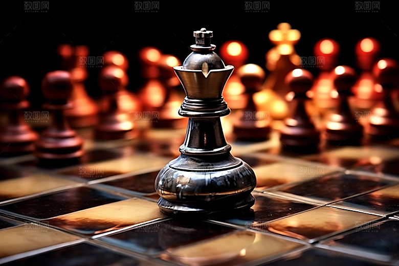 国际象棋团队配合商务摄影图