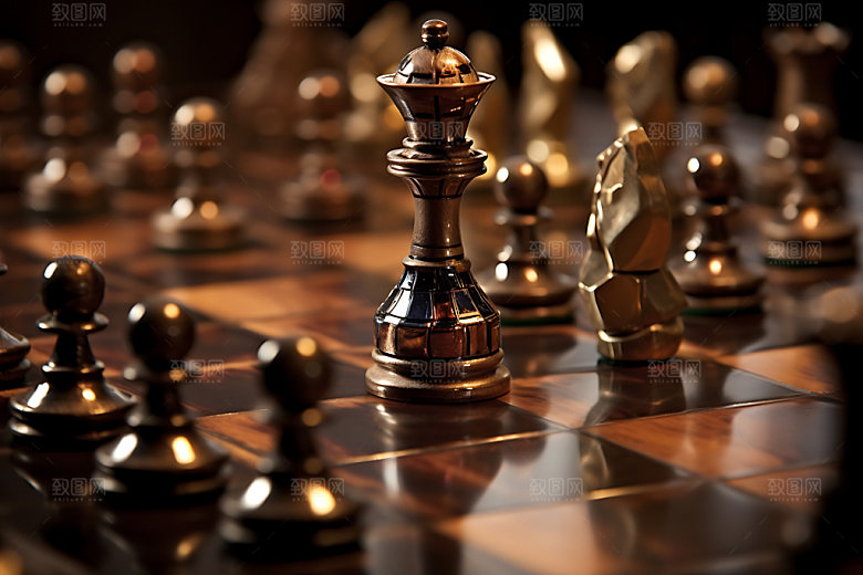 国际象棋团队配合质感摄影图