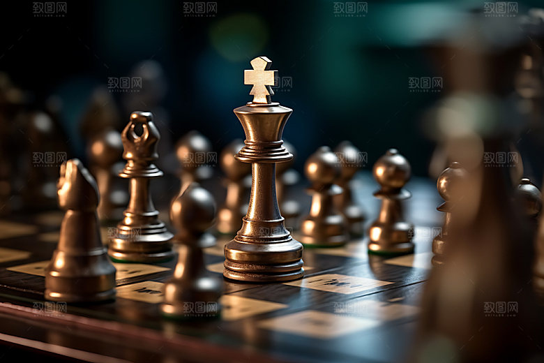 国际象棋下棋对弈摄影图