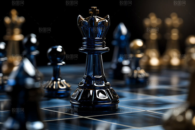 国际象棋团队配合商务摄影图