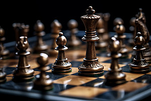 国际象棋团队配合质感摄影图