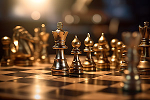 国际象棋下棋质感摄影图