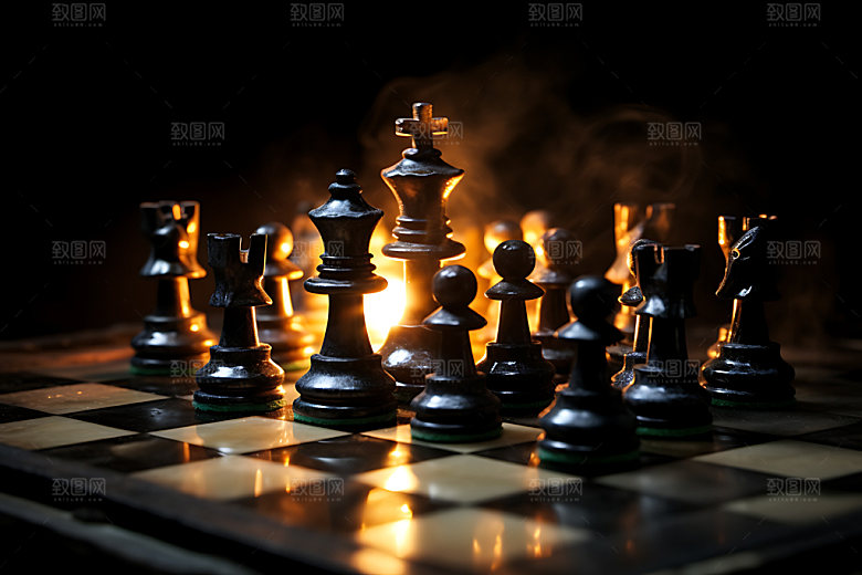 国际象棋团队配合商务摄影图