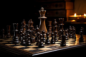 国际象棋质感对弈摄影图