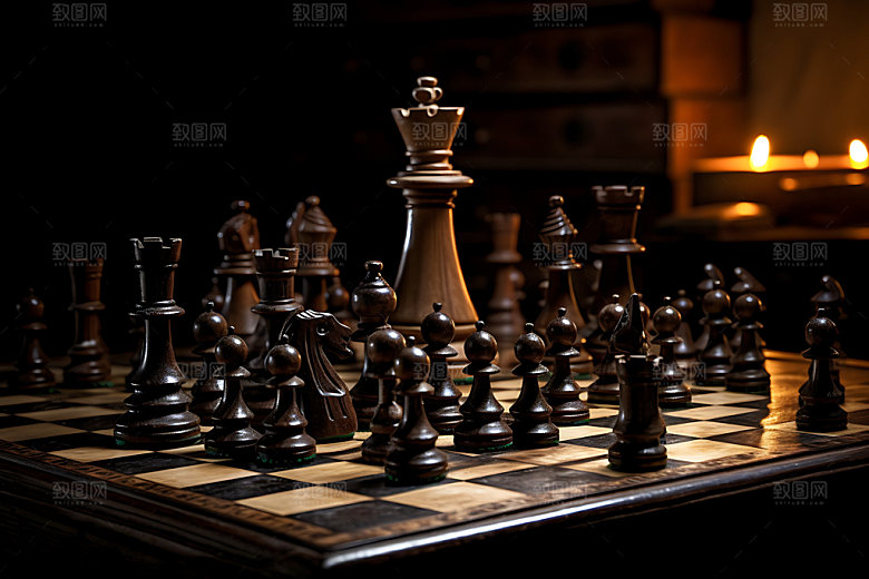 国际象棋质感对弈摄影图