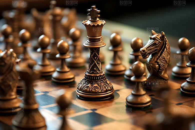 国际象棋商业博弈团队配合摄影图