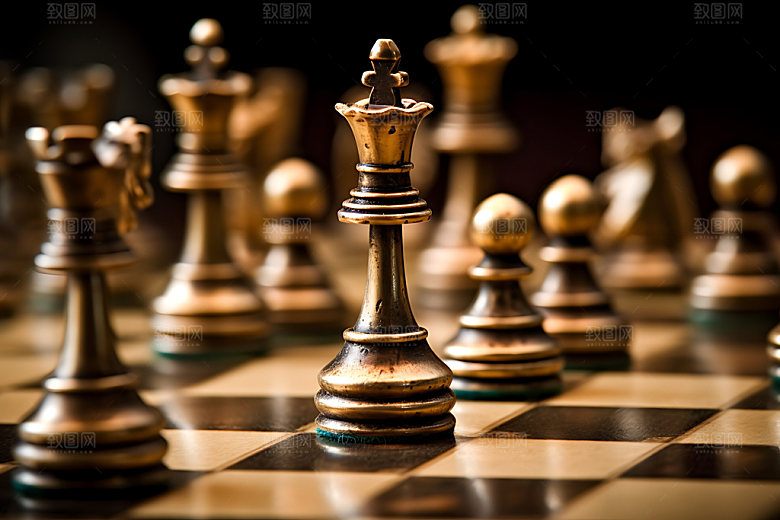 国际象棋团队配合下棋摄影图