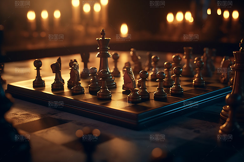 国际象棋商务团队配合摄影图