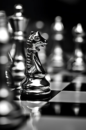 国际象棋团队配合下棋摄影图