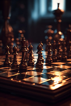 国际象棋高清下棋摄影图