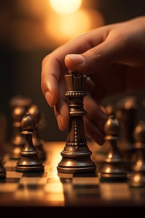 国际象棋下棋博弈摄影图