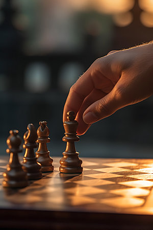 国际象棋高清博弈摄影图