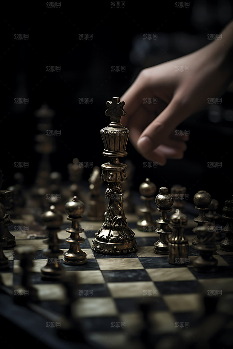 国际象棋高清对弈摄影图