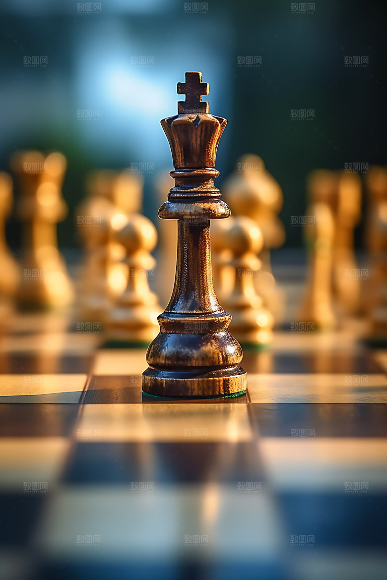 国际象棋下棋博弈摄影图