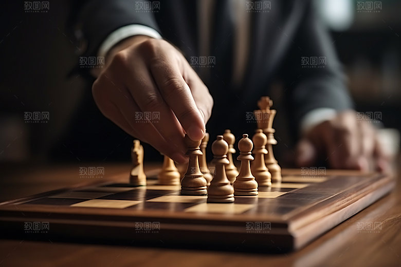 国际象棋下棋对弈摄影图