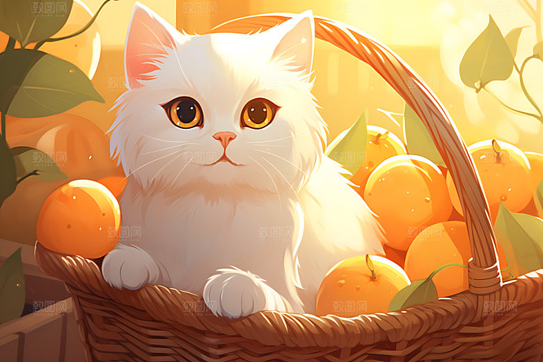 果篮小猫童话俏皮插画