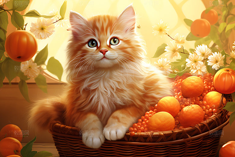 果篮小猫高清俏皮插画