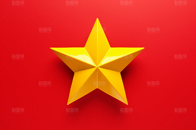 五角星红色立体元素