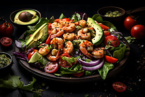 蔬菜沙拉特写健康食物摄影图