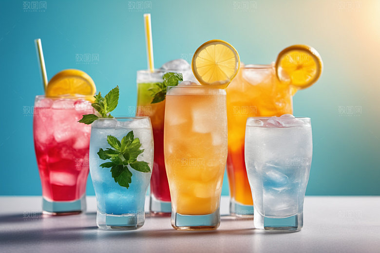 果汁饮料夏日冰爽摄影图