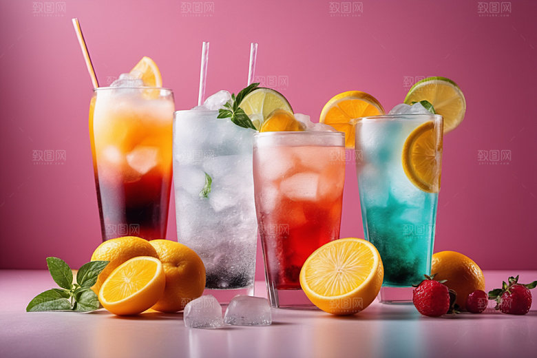 果汁饮料夏天美味摄影图