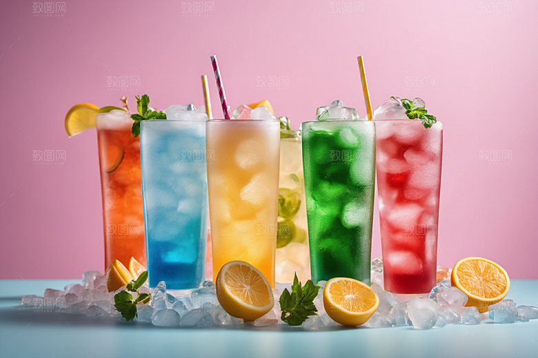 果汁饮料冰爽夏日摄影图