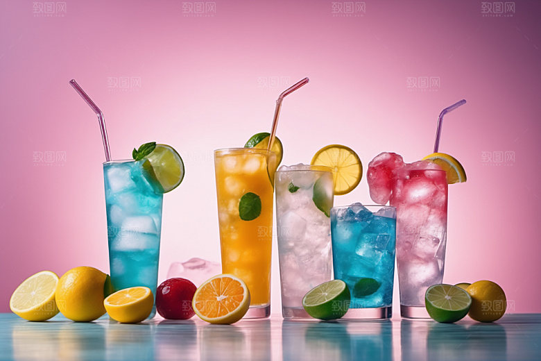 果汁饮料冰爽果茶摄影图