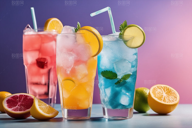 果汁缤纷冰爽摄影图