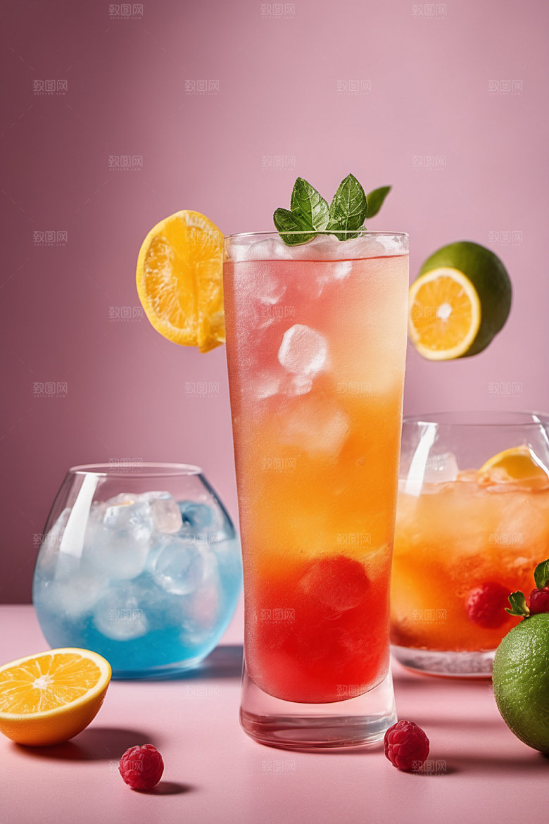 果汁缤纷冰爽摄影图