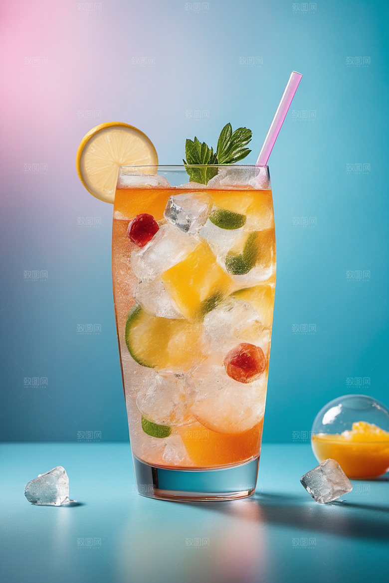 果汁缤纷茶饮摄影图