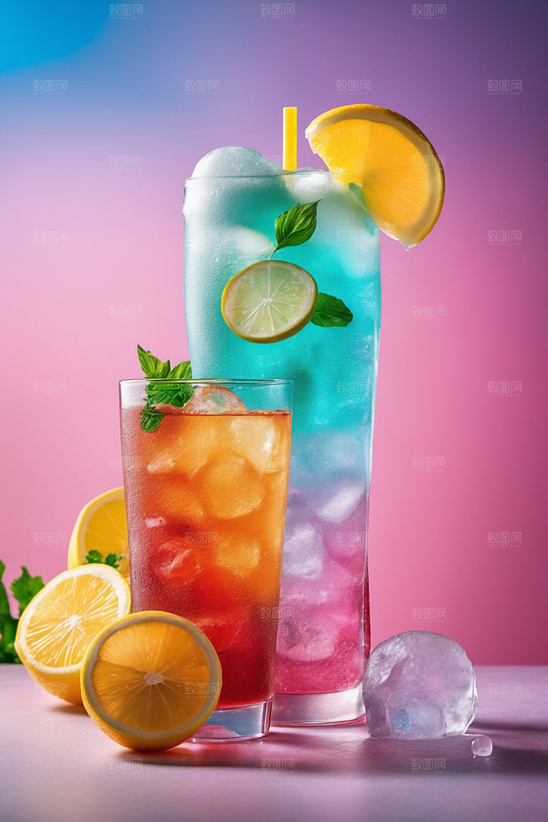 果汁缤纷果饮摄影图