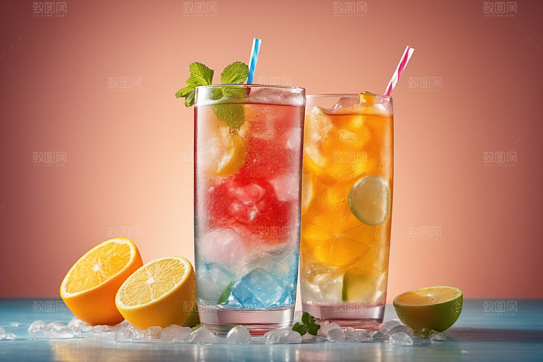 果汁果饮冰爽摄影图
