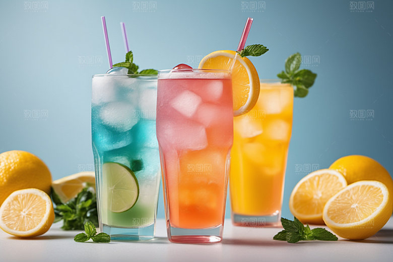果汁缤纷冰爽摄影图