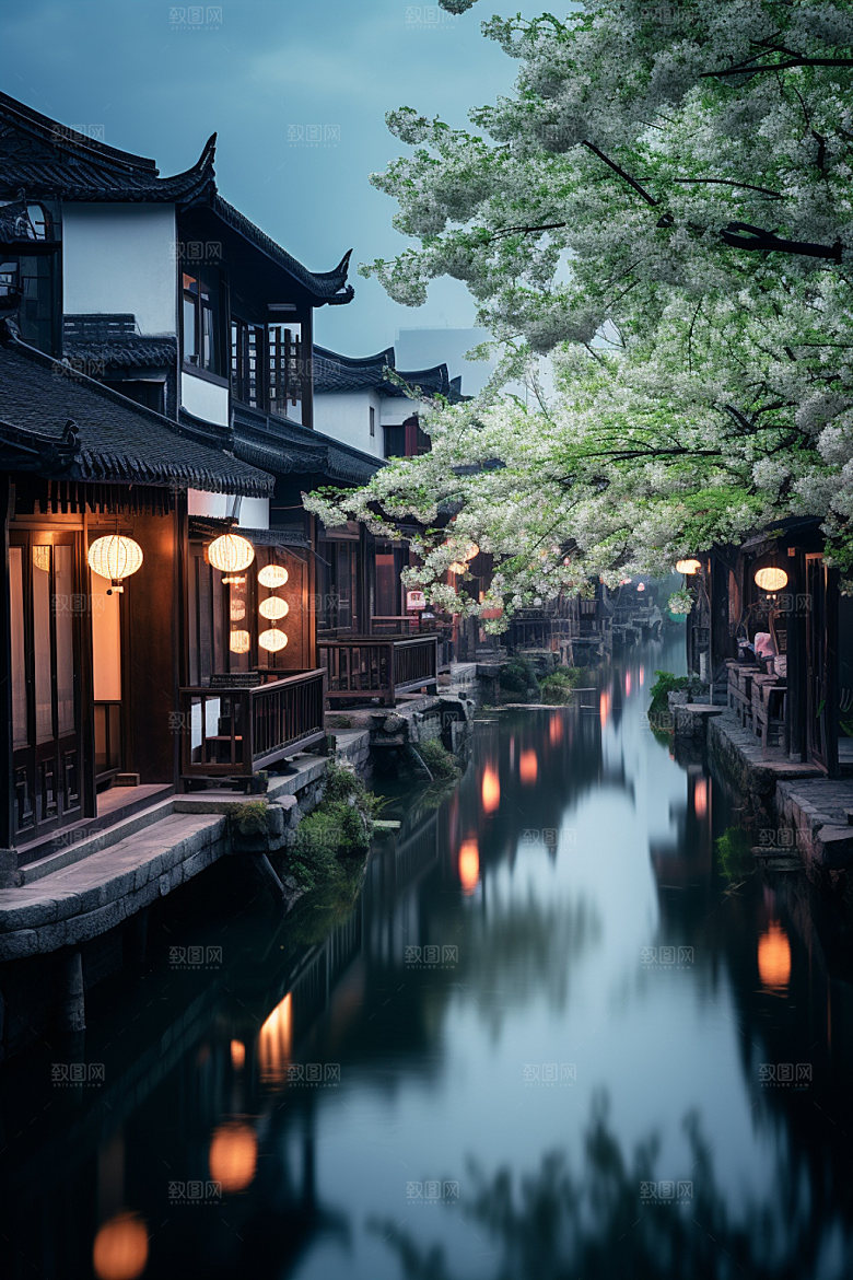 古镇风光小镇山水摄影图