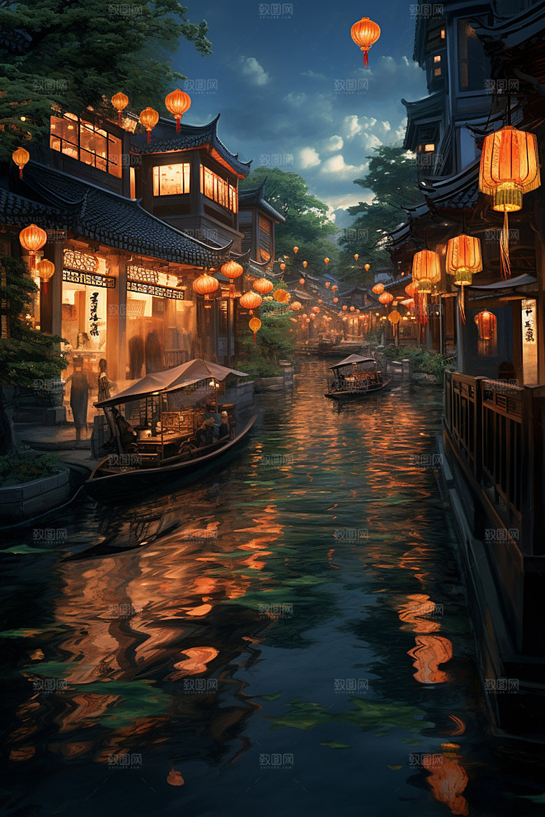 古镇风光江南水乡高清摄影图