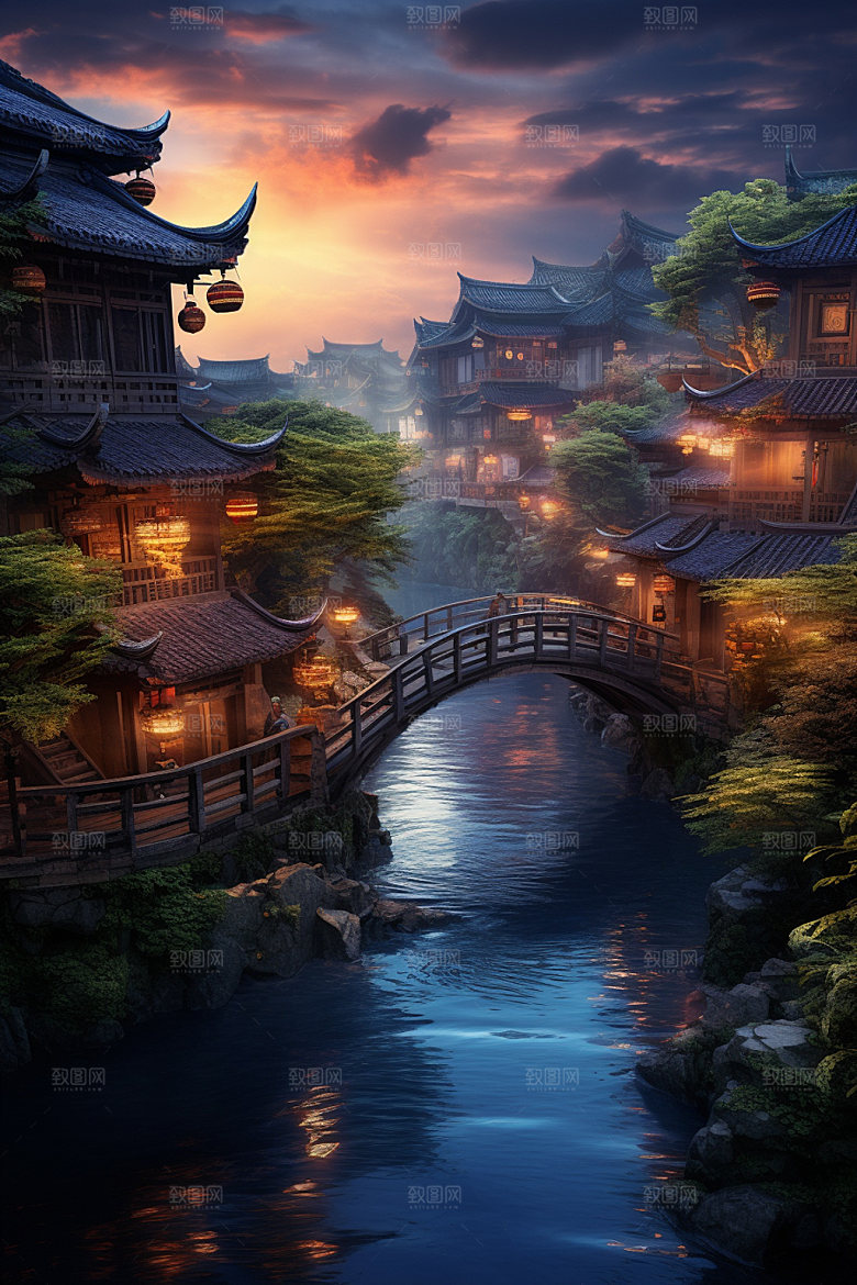 古镇风光景区山水摄影图