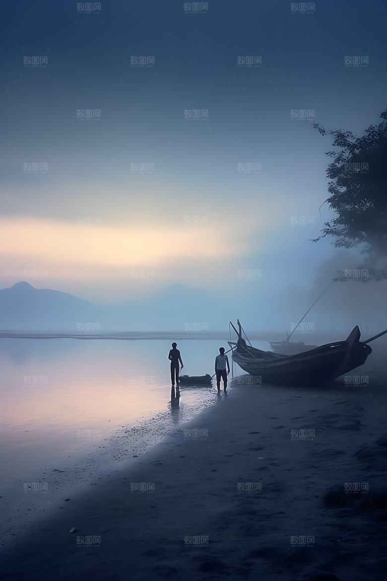 海边赶海海钓滩涂赶海摄影图