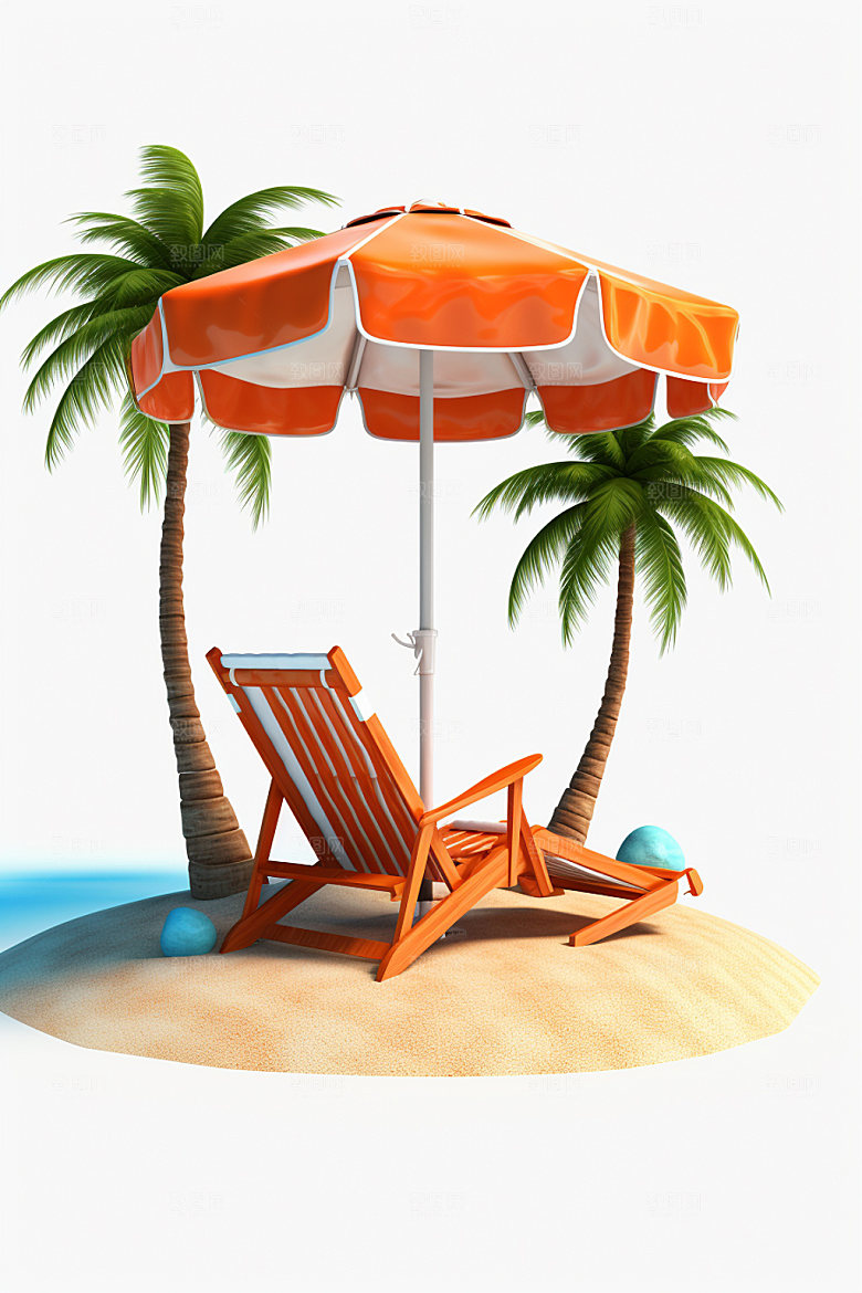C4D海边度假立体旅行模型