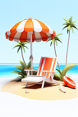 C4D海边度假沙滩3D模型