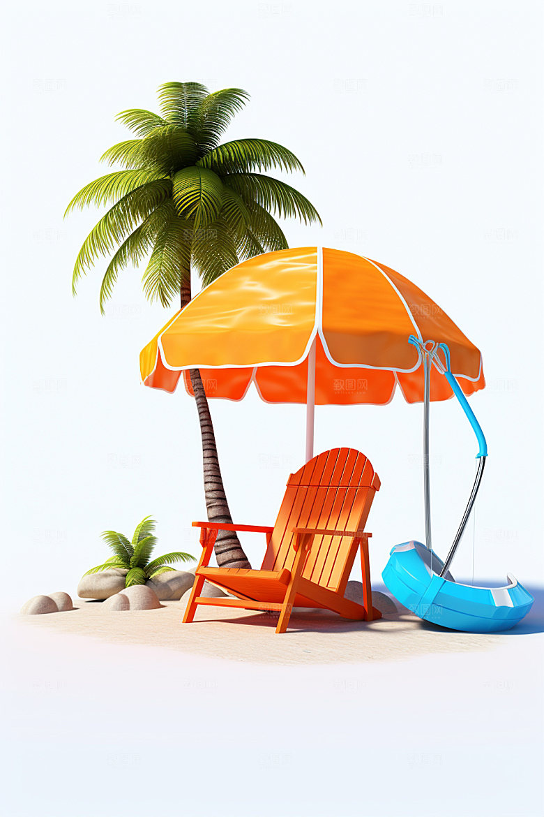 C4D海边度假立体3D模型