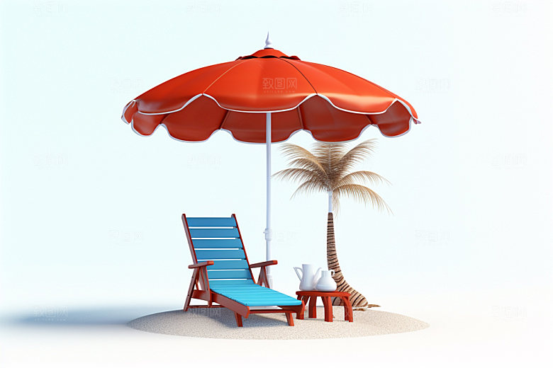 C4D海边度假旅行3D模型