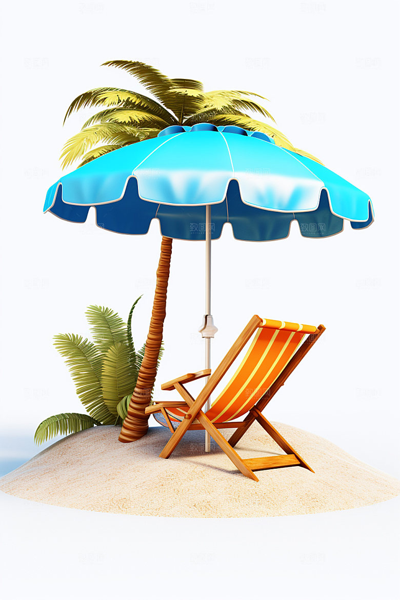 C4D海边度假场景立体模型
