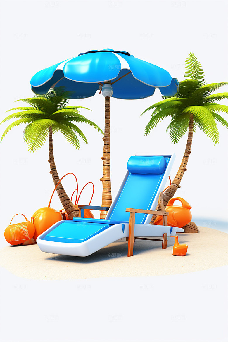 C4D海边度假大海立体模型