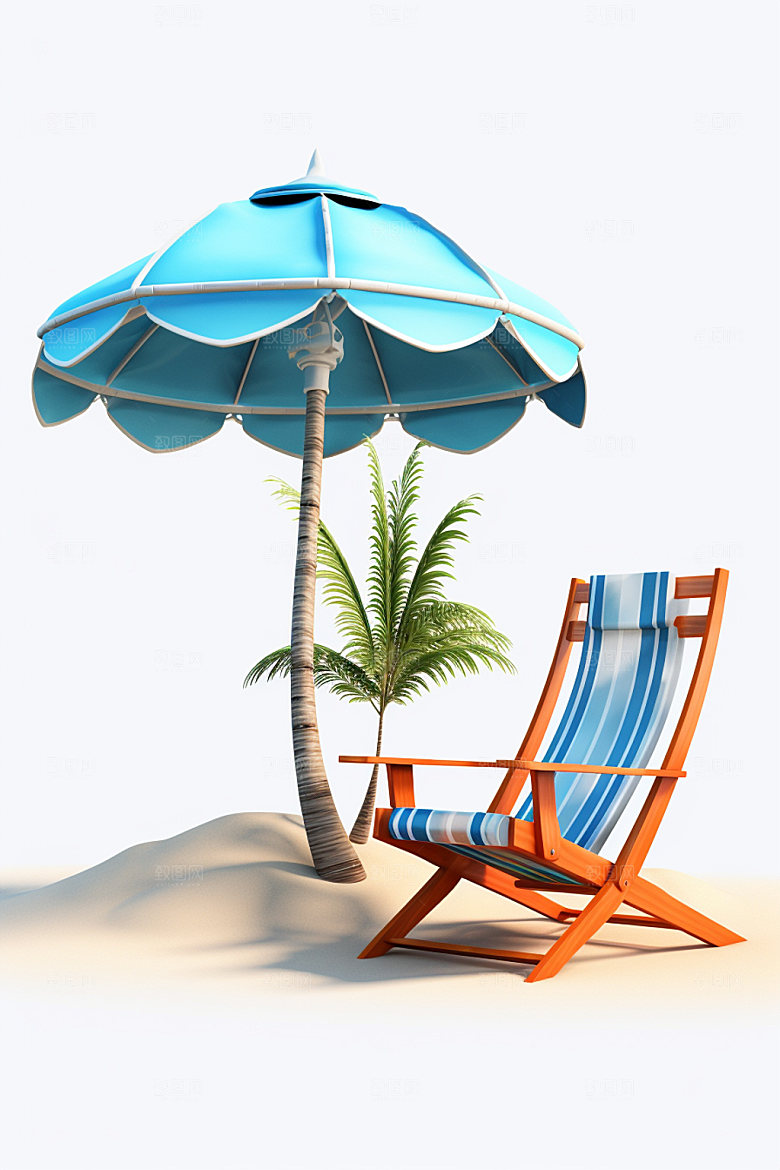 C4D海边度假旅行立体模型