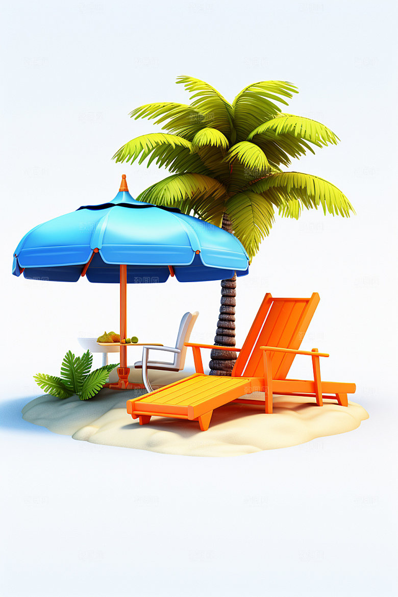 C4D海边度假场景3D模型