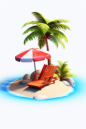C4D海边度假立体旅游模型