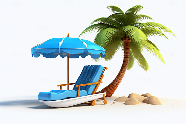 C4D海边度假场景3D模型