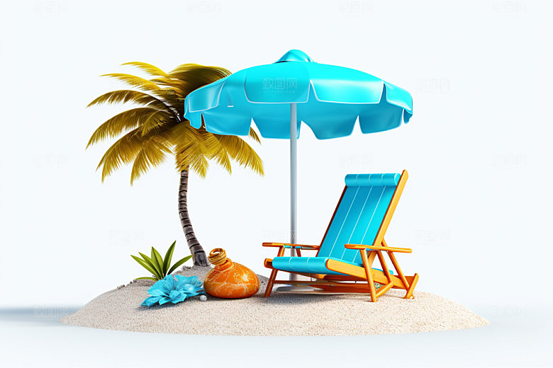 C4D海边度假大海场景模型